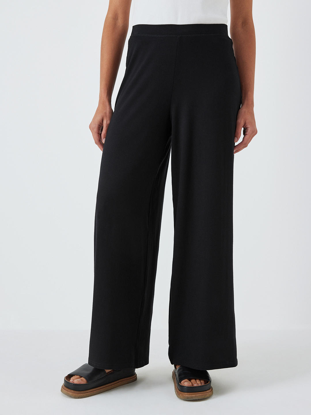 John Lewis Jersey Wide Leg Trousers, Black