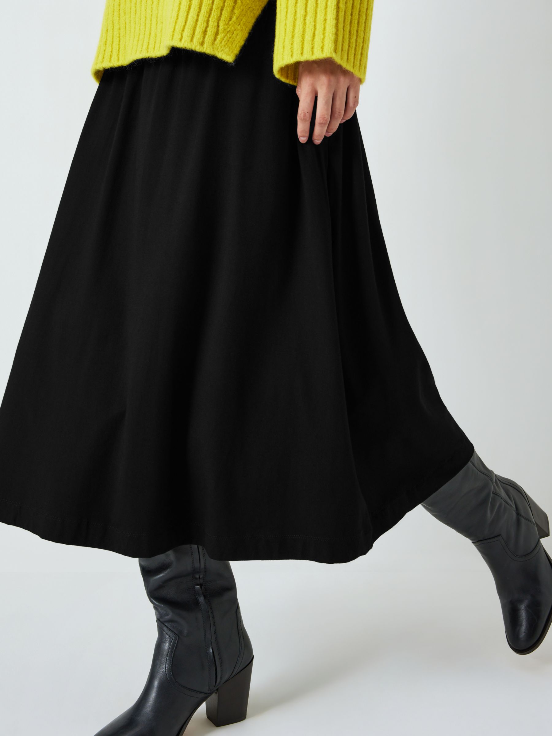 John Lewis Jersey Midi Skirt, Black, 16