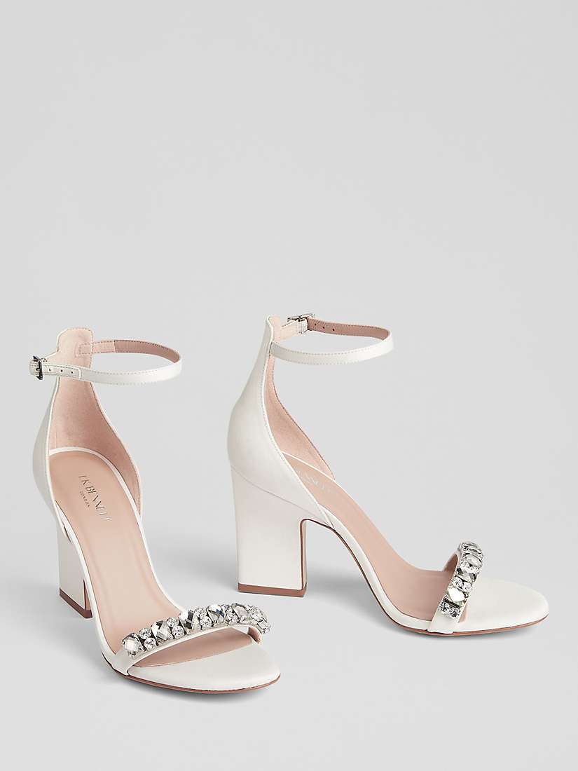 Buy L.K.Bennett Josephine Satin Jewelled Sandals, Ivory Online at johnlewis.com