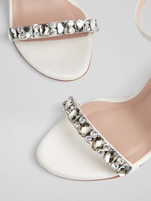 L.K.Bennett Josephine Satin Jewelled Sandals, Ivory