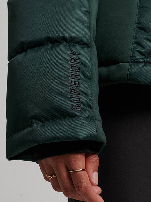 Superdry Snow Luxe Puffer Jacket, Eagle Green at John Lewis & Partners