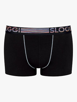 sloggi GO ABC Natural Cotton Stretch Hipster Trunks, Pack of 6, Black 