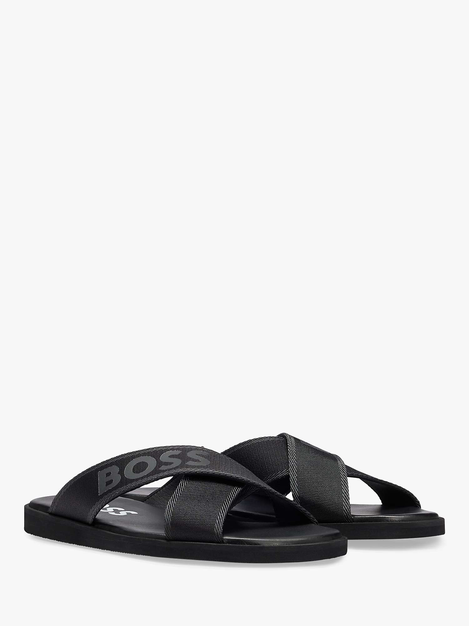 Buy BOSS Darrel Open Toe Slip-On Sandals, Black Online at johnlewis.com