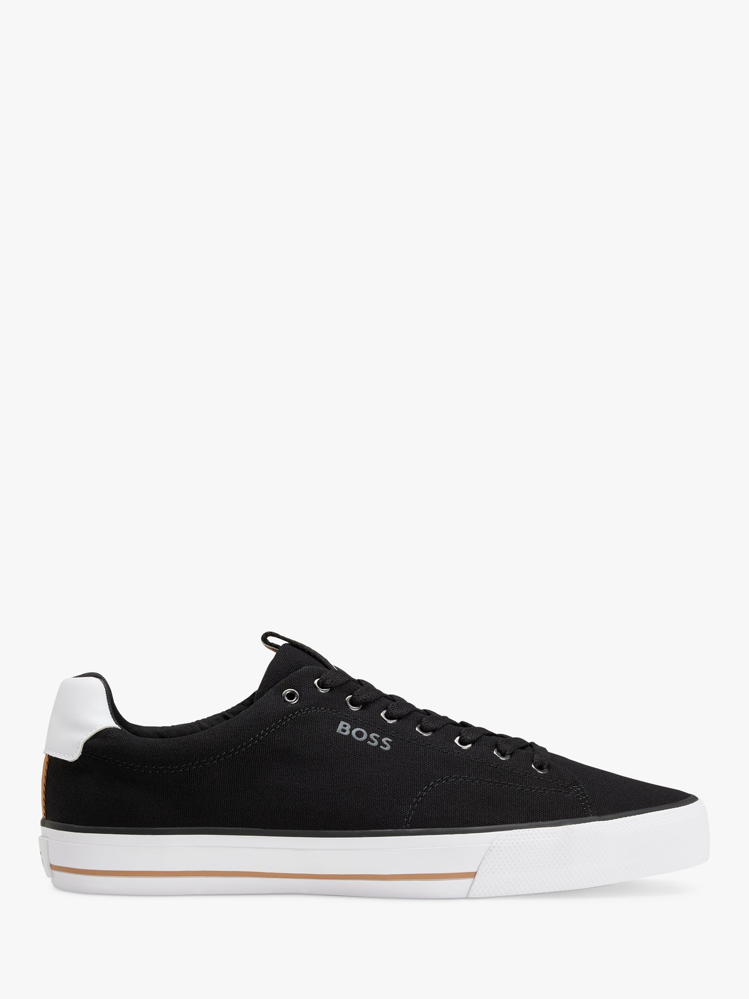 BOSS Aiden Cotton Canvas Trainers, Black at John Lewis & Partners
