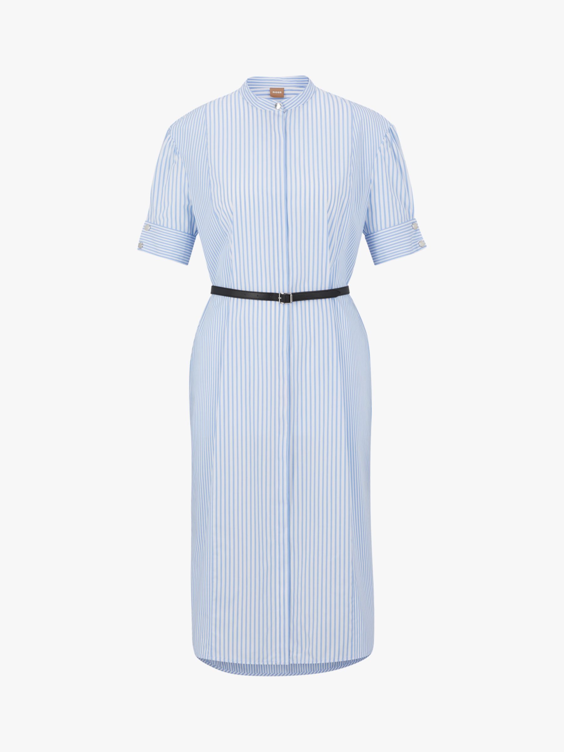 Buy HUGO BOSS Desseni Shirt Dress, White/Light Blue Online at johnlewis.com