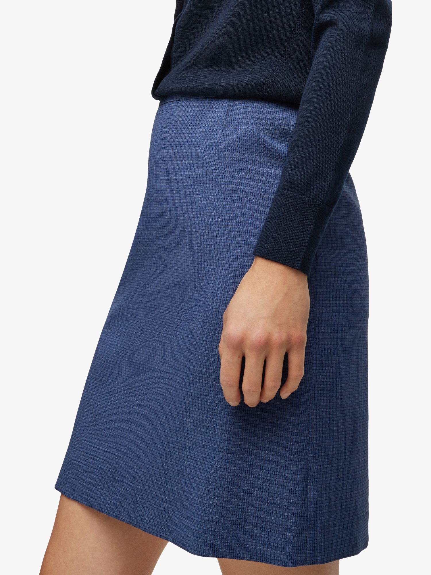 HUGO BOSS Vomila Micro Check Wool Skirt, Open Miscellaneous at