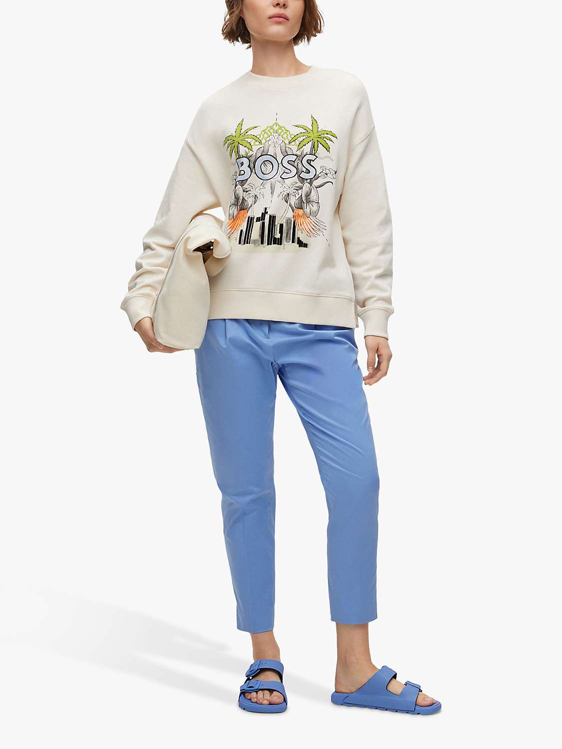 HUGO BOSS Tetida Tailored Cropped Trousers, Open Blue at John Lewis ...
