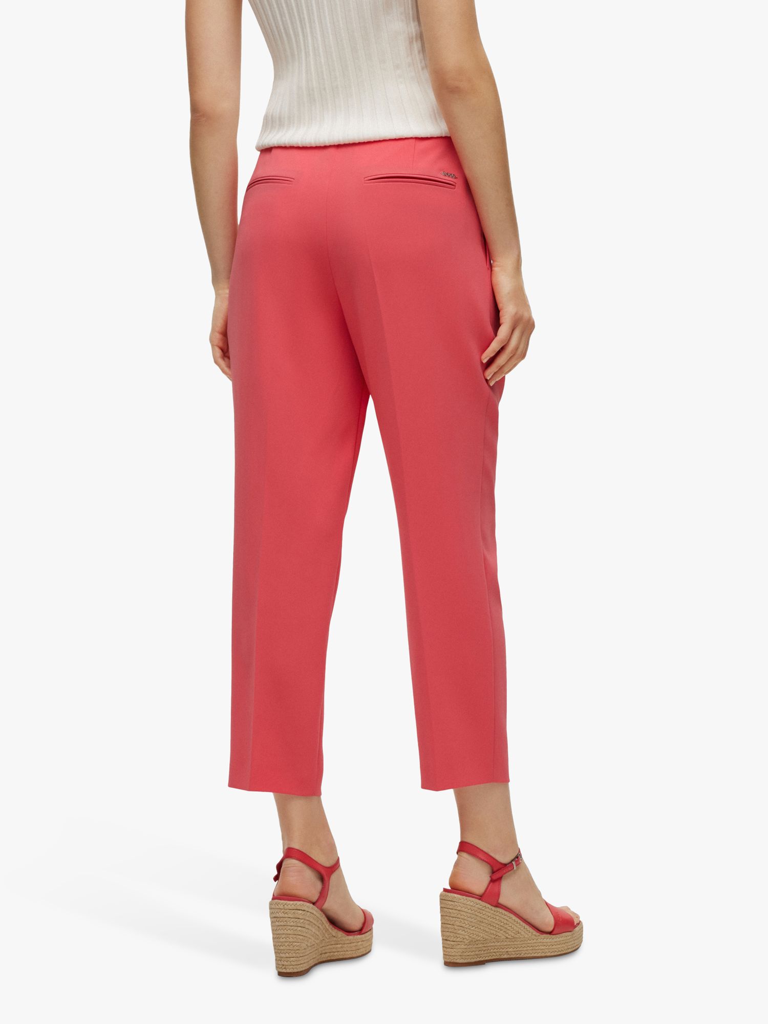 BOSS Tapia Cropped Trousers, Bright Pink at John Lewis & Partners
