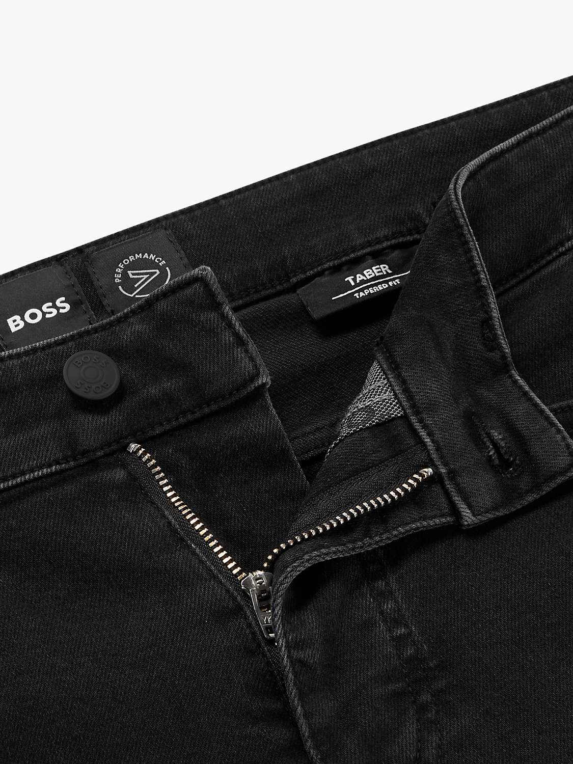BOSS Taber Tapered Fit Jeans, Black at John Lewis & Partners