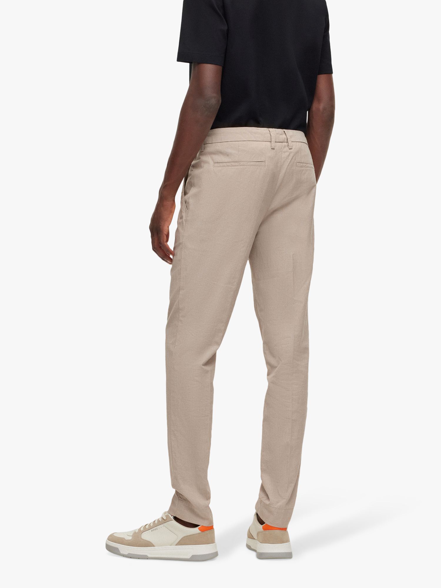 BOSS Kaito Linen Blend Slim Fit Trousers, Medium Beige, 34L