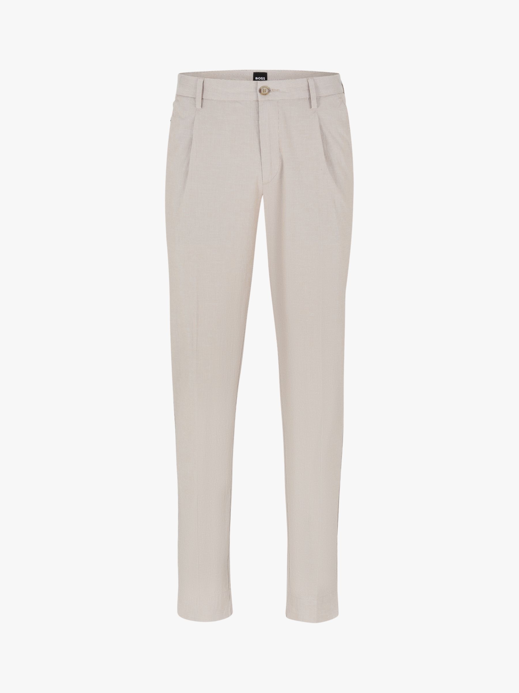 BOSS Kaito Linen Blend Slim Fit Trousers, Medium Beige, 34L