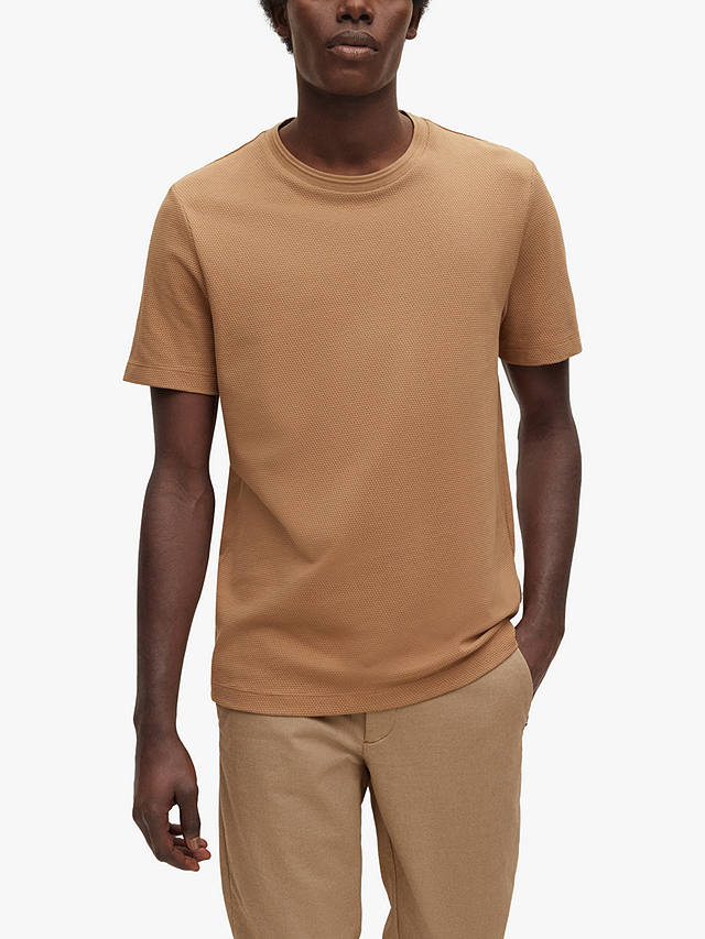 BOSS Tiburt Textured T-Shirt, Medium Beige