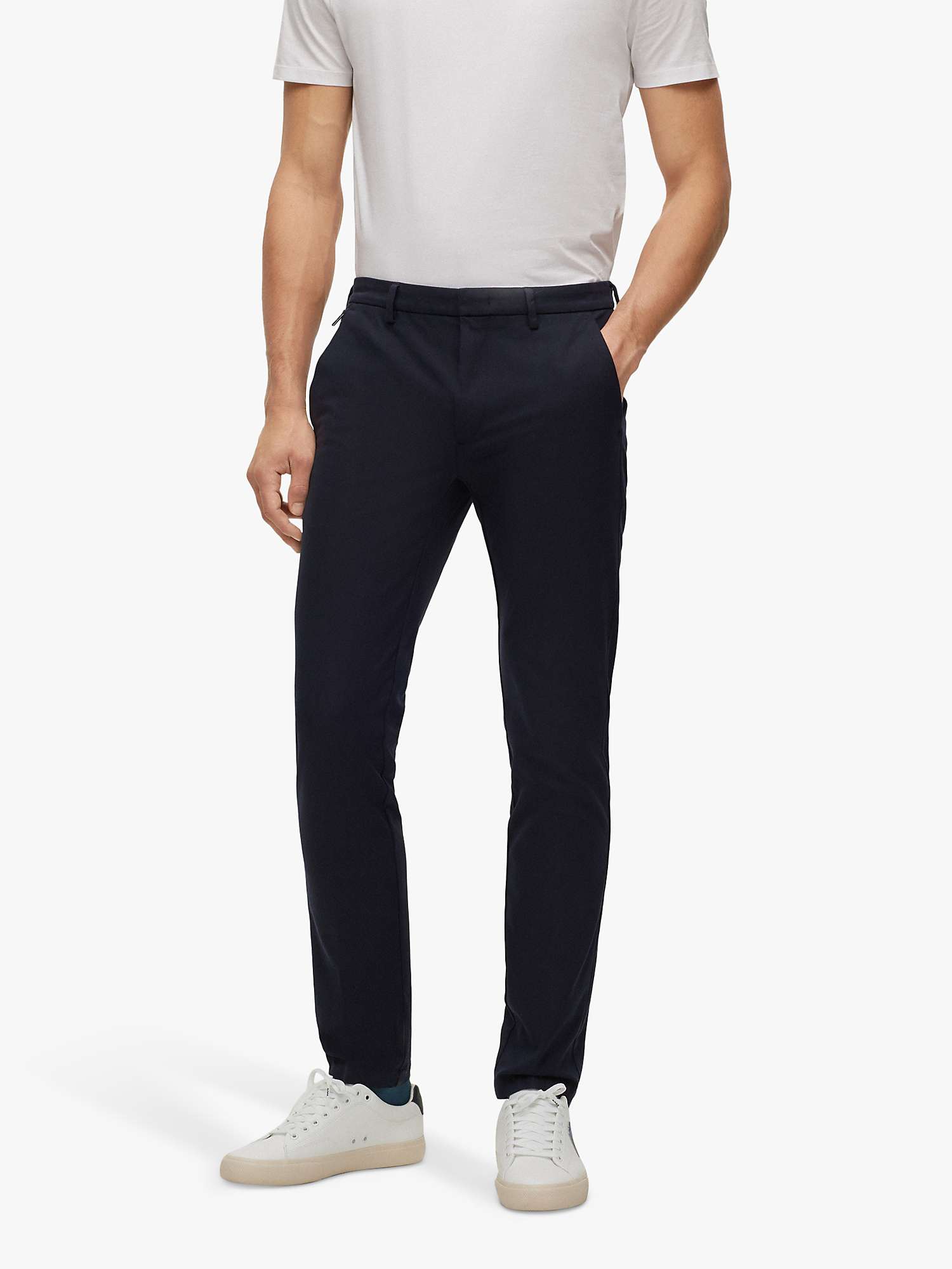 Buy BOSS Kaito Cotton Blend Slim Fit Trousers, Dark Blue Online at johnlewis.com