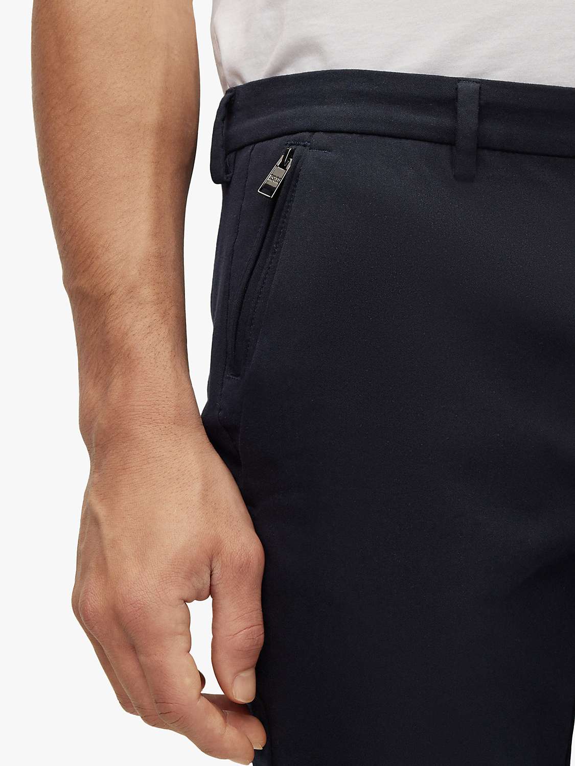 Buy BOSS Kaito Cotton Blend Slim Fit Trousers, Dark Blue Online at johnlewis.com
