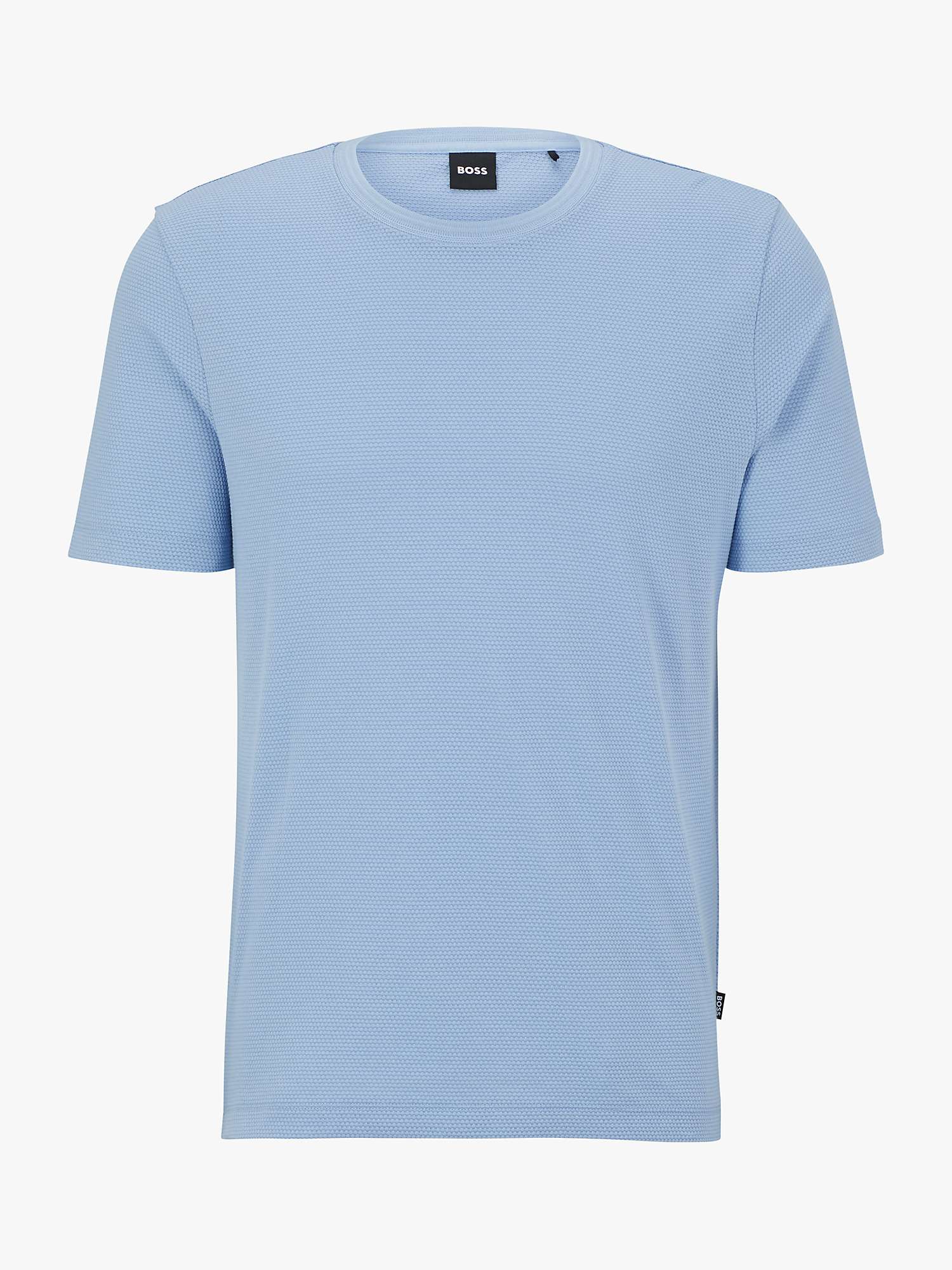 BOSS Tiburt Textured T-Shirt, Open Blue at John Lewis & Partners