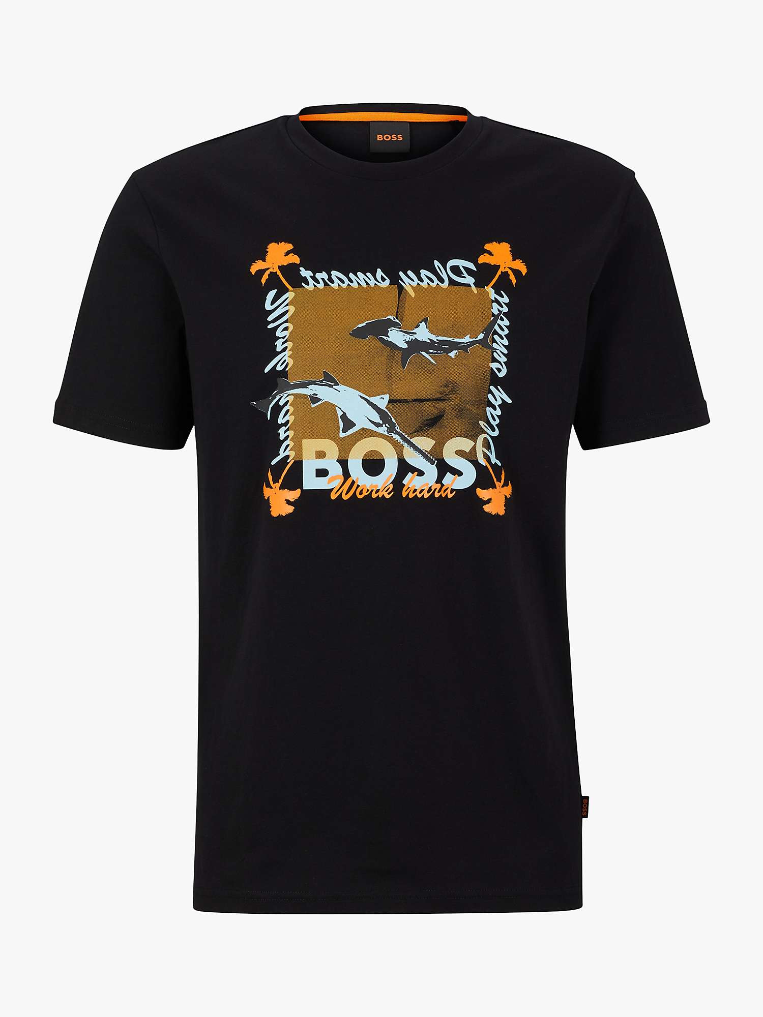 Boss Shark Print T-Shirt, Black At John Lewis & Partners