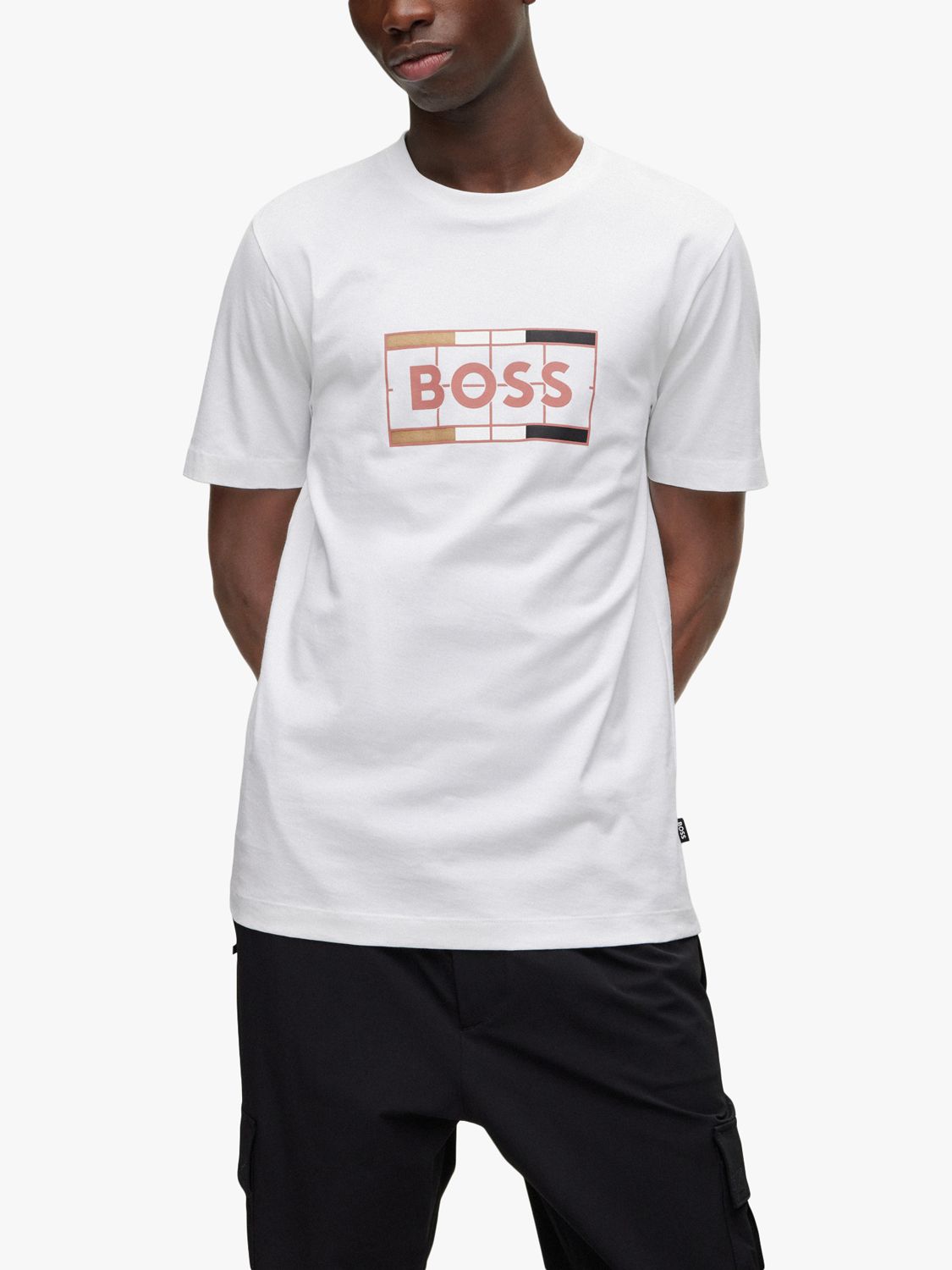 BOSS Tessler 186 Graphic Logo T-Shirt, White/Multi