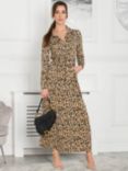 Jolie Moi Dora Jersey Shirt Maxi Dress, Camel Animal