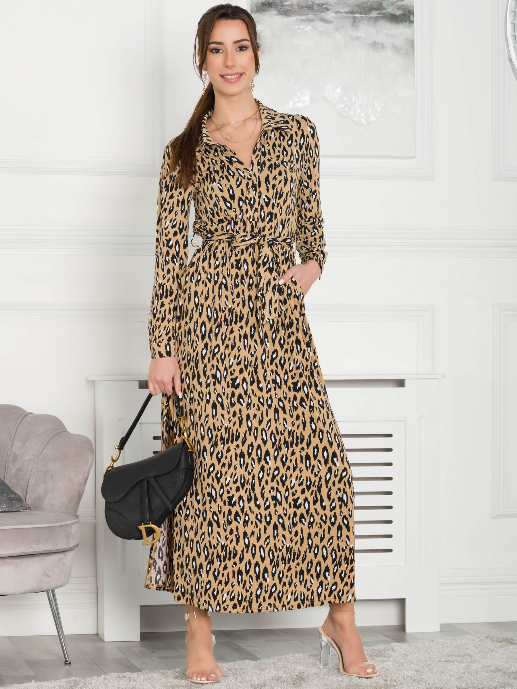 Buy Jolie Moi Dora Jersey Shirt Maxi Dress, Camel Animal Online at johnlewis.com