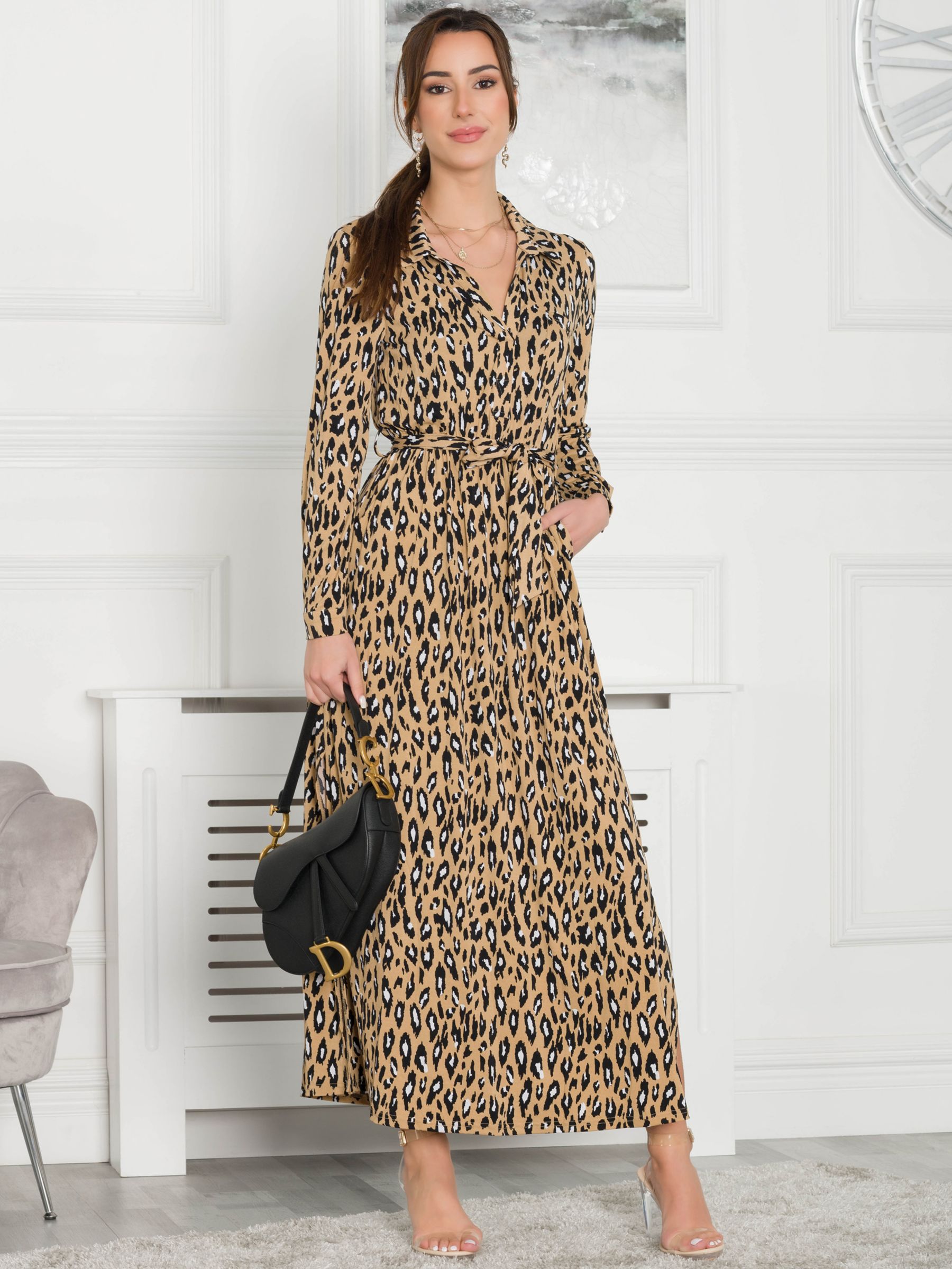 Buy Jolie Moi Dora Jersey Shirt Maxi Dress, Camel Animal Online at johnlewis.com