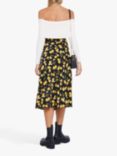 kourt Ryinn Lemon Print Midi Skirt, Black/Yellow