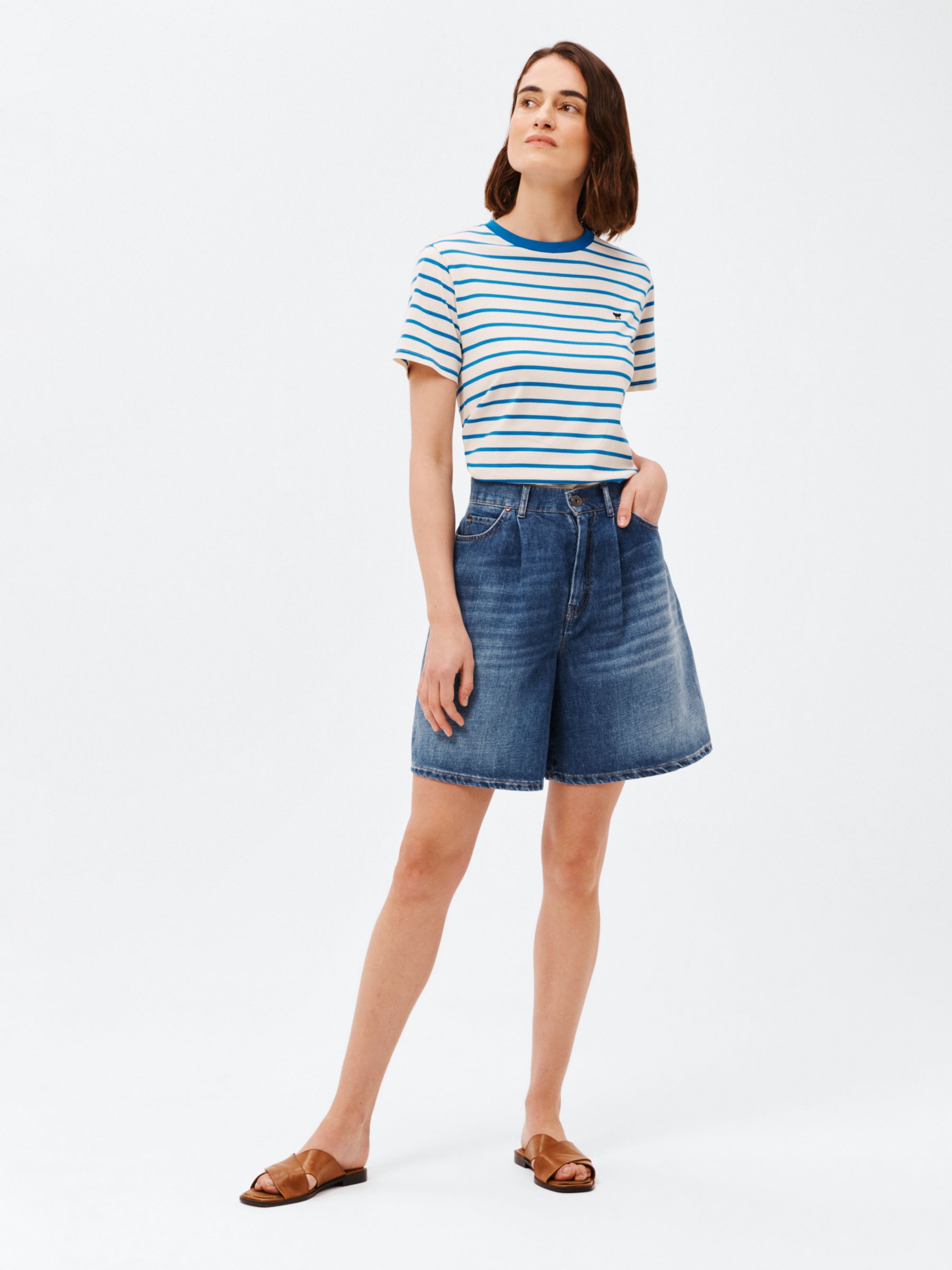 Weekend MaxMara Baiardo Denim Linen Blend Shorts, Navy