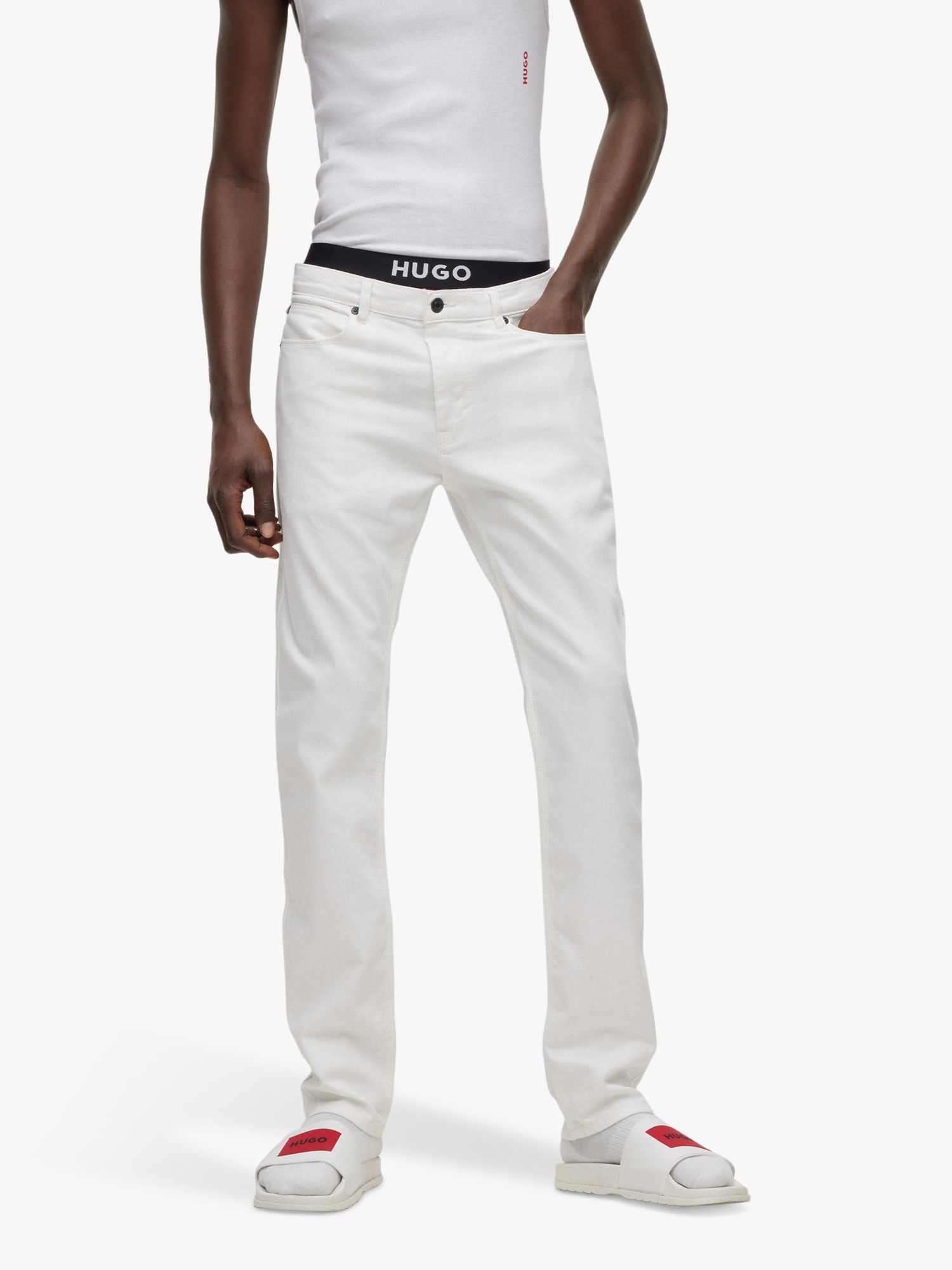 HUGO Slim Fit Comfort Stretch Jeans, White