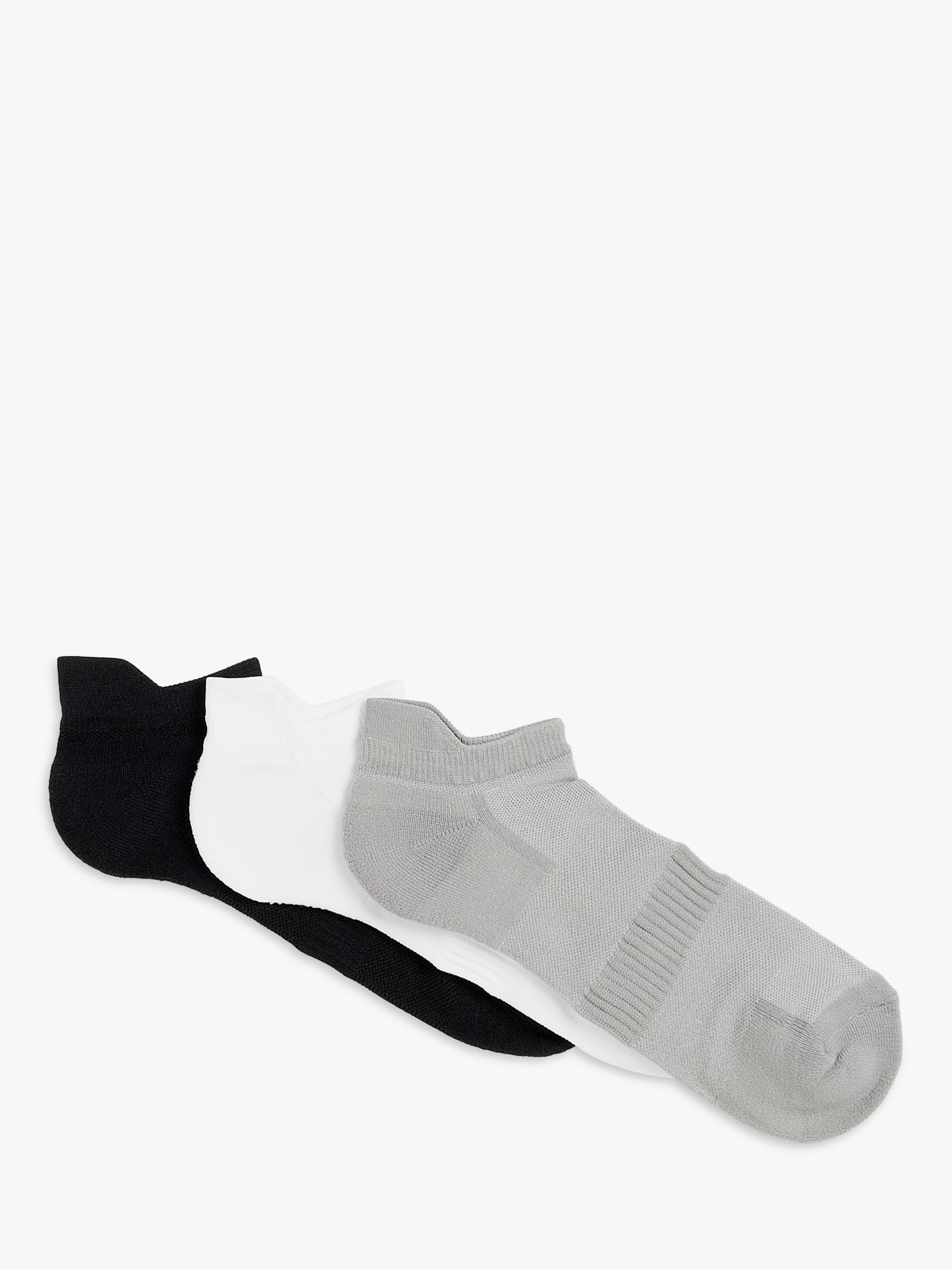 Buy John Lewis Men's Training Socks, Pack of 3, Black/Grey/White Online at johnlewis.com