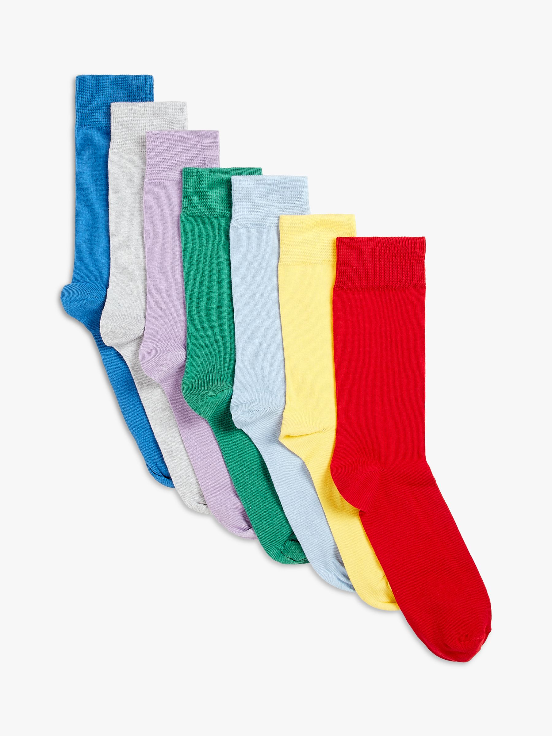 John Lewis ANYDAY Cotton Rich Men's Socks, Pack of 7, Multi