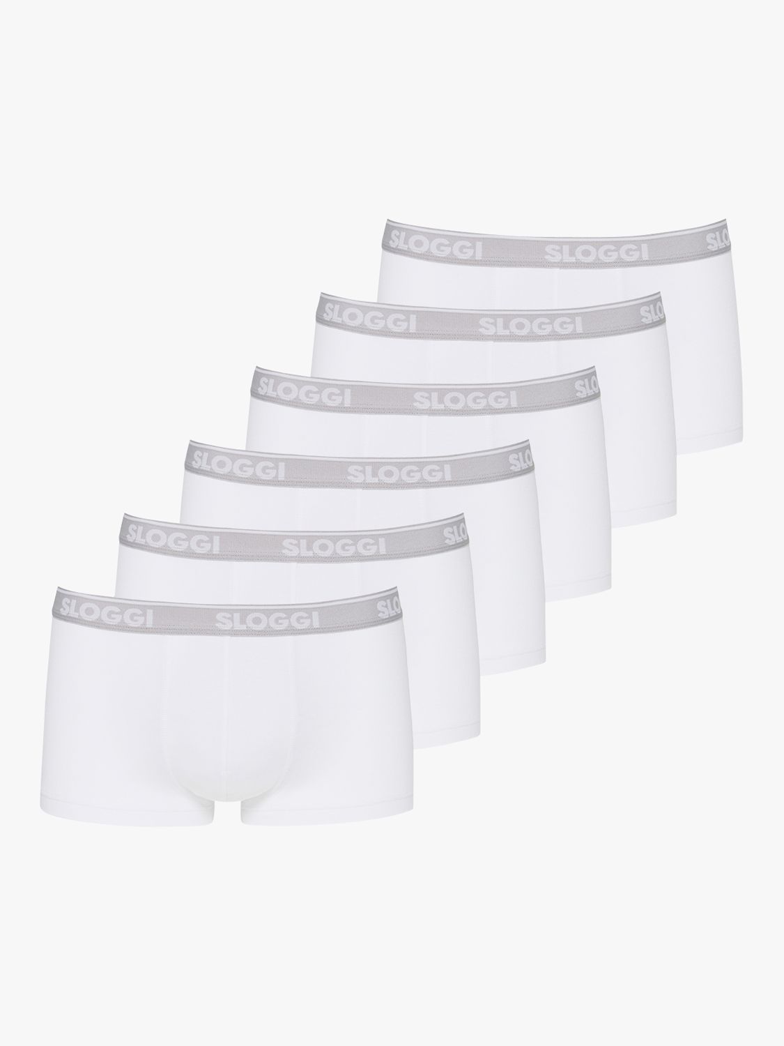 sloggi GO ABC Cotton Stretch Hipster Trunks, Pack of 6, White, L