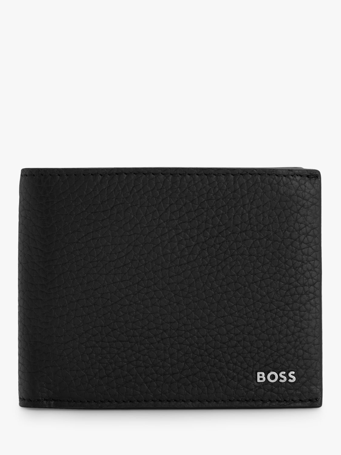 BOSS Crosstown Pebble Grain Trifold Wallet, Black, One Size