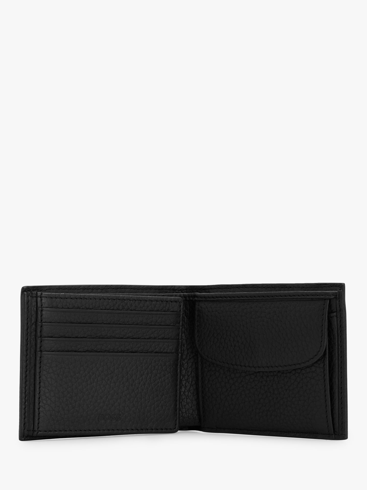BOSS Crosstown Pebble Grain Trifold Wallet, Black, One Size
