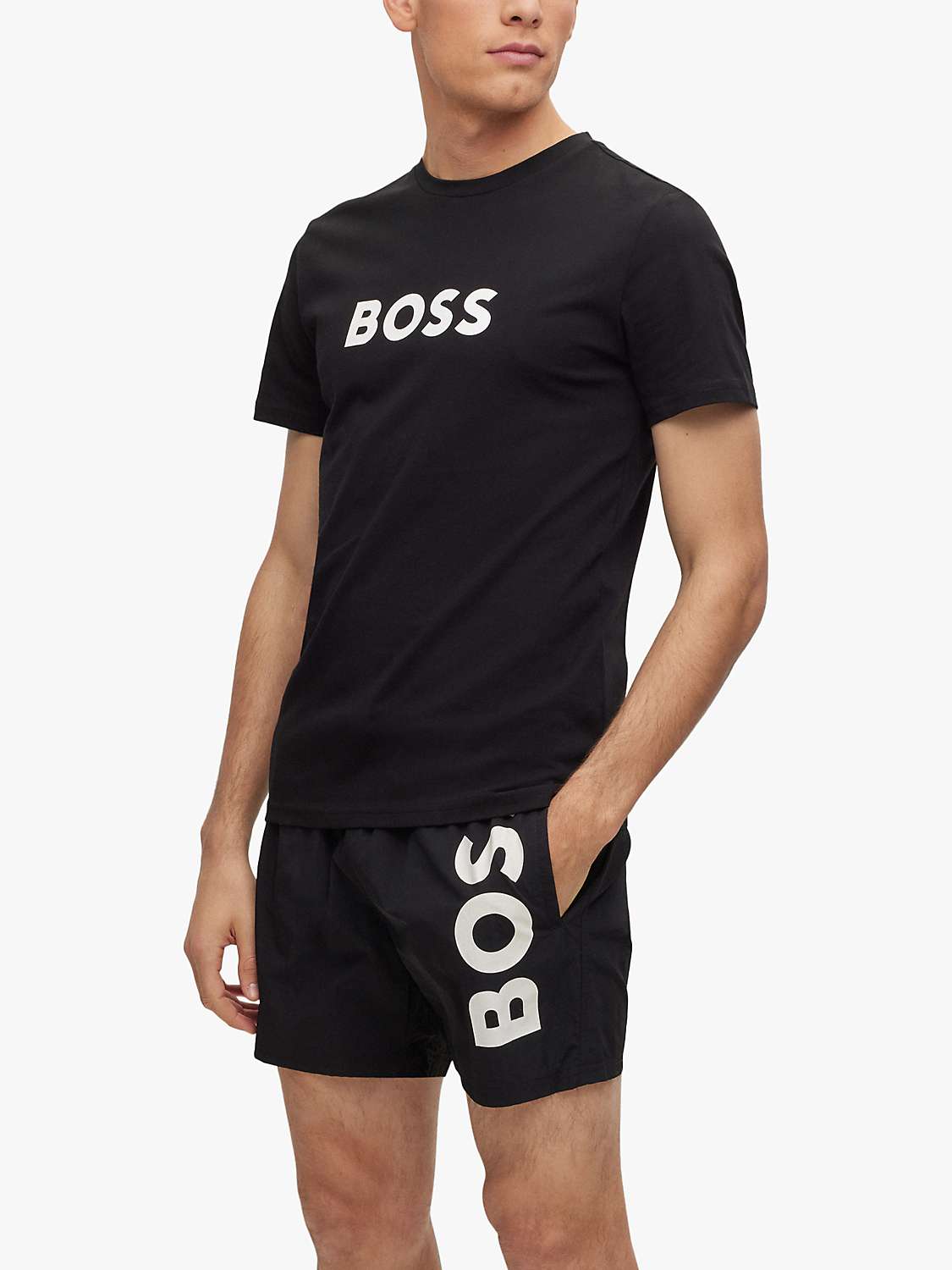 Buy BOSS Swim Logo T-Shirt, Black Online at johnlewis.com