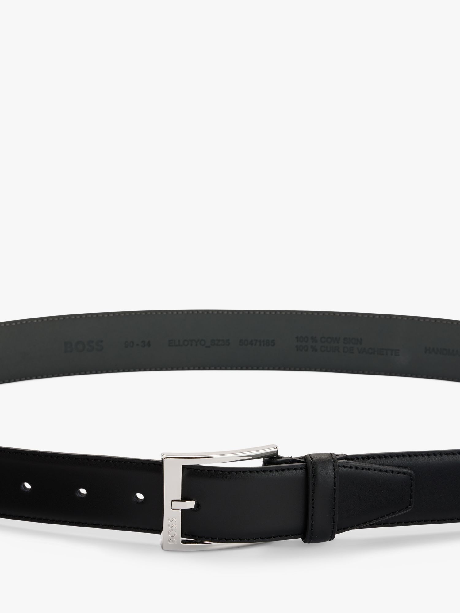 BOSS Ellotyo Leather Belt, Black at John Lewis & Partners