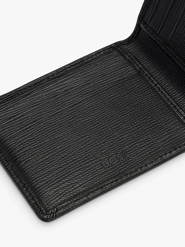 BOSS Gallery 6 Card Slots Tumbled Leather Wallet, Black