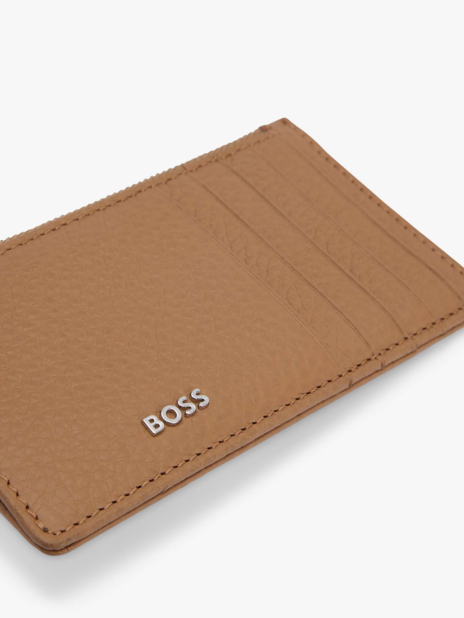 Buy BOSS Crosstown Zip Card Holder, Medium Beige Online at johnlewis.com