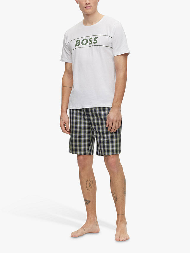 HUGO BOSS Cotton Short Sleeve Pyjama Set, Open Green