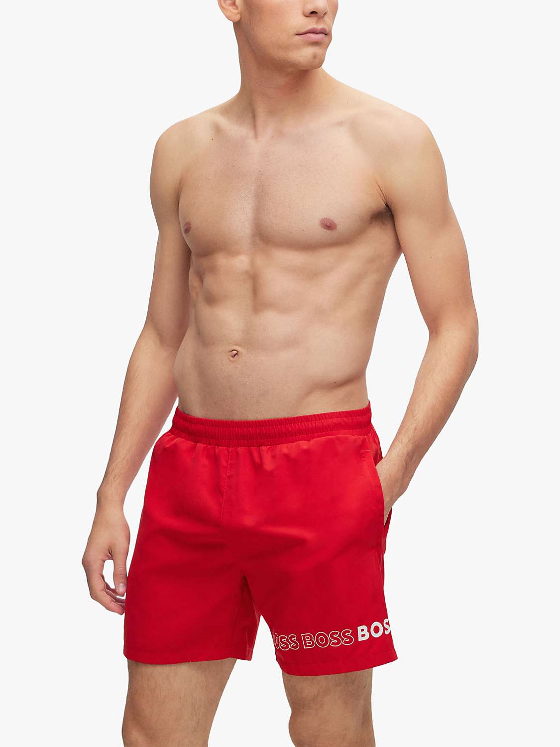 Buy BOSS Dolphin Swim Shorts, Bright Red Online at johnlewis.com