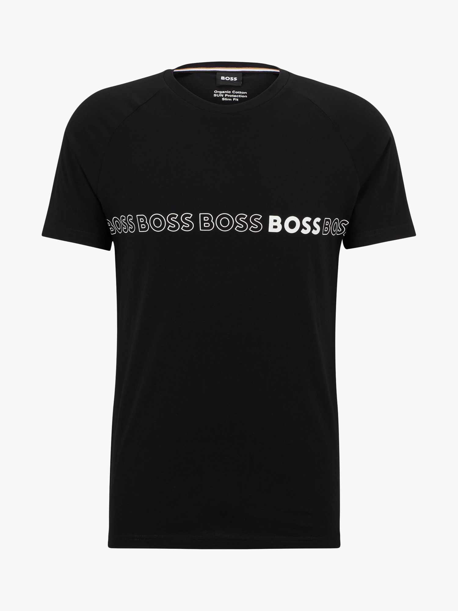 BOSS Swim Logo T-Shirt, Black at John Lewis & Partners
