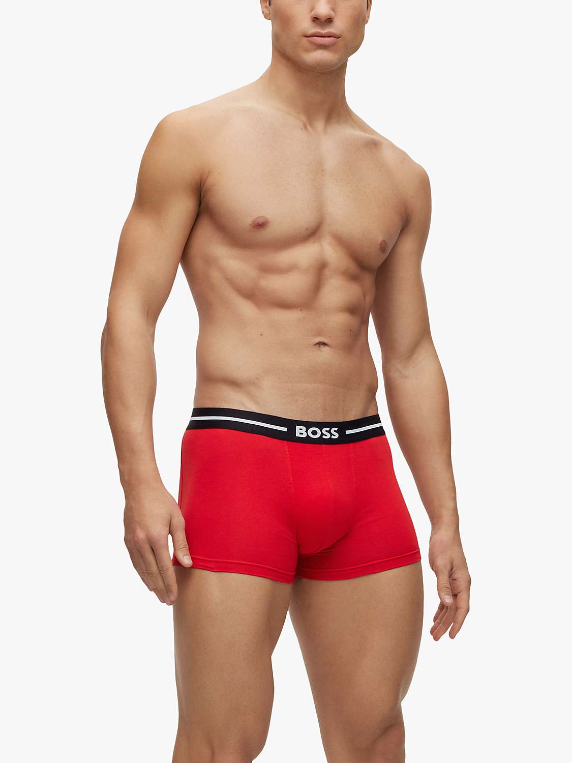 Buy BOSS Bold Design Stretch Cotton Trunks, Pack of 3, Red/Blue/Multi Online at johnlewis.com