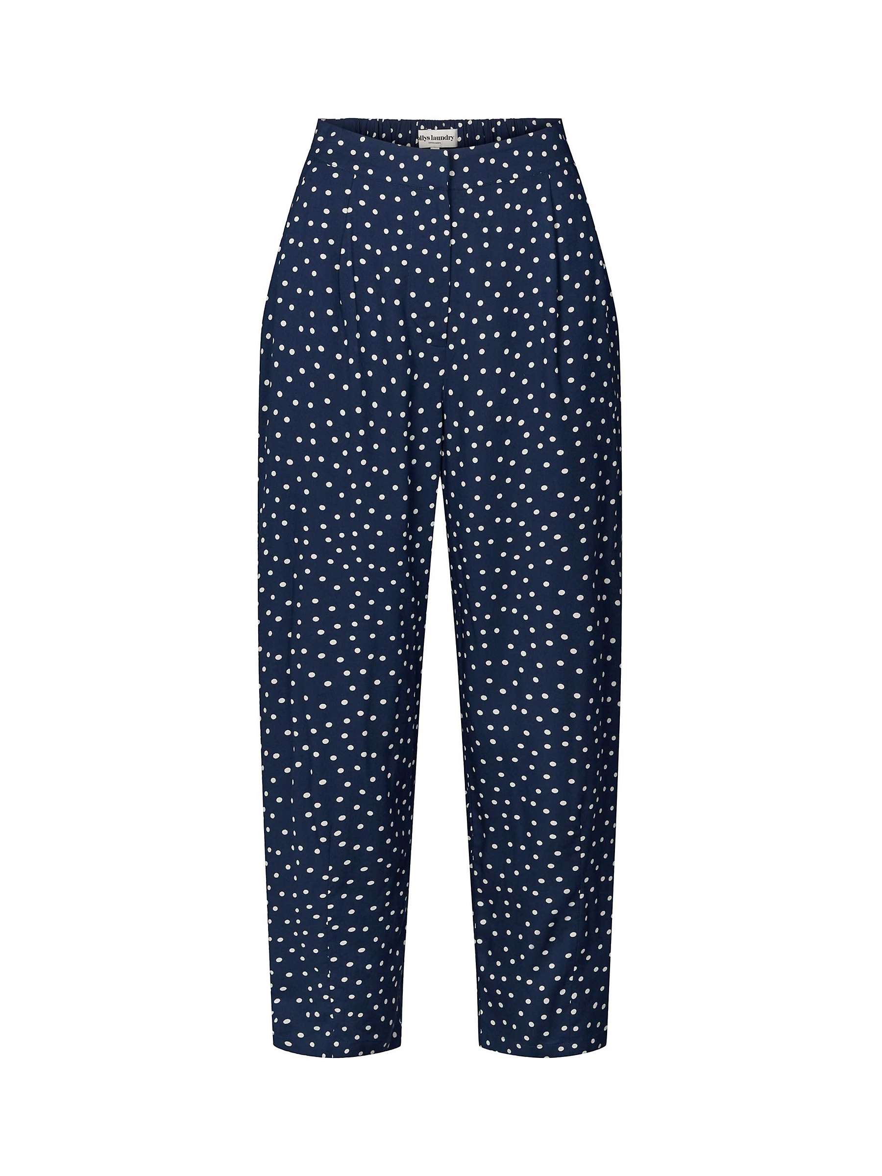 Buy Lollys Laundry Maisie Dot Print Cropped Pleat Trousers, Navy/White Online at johnlewis.com