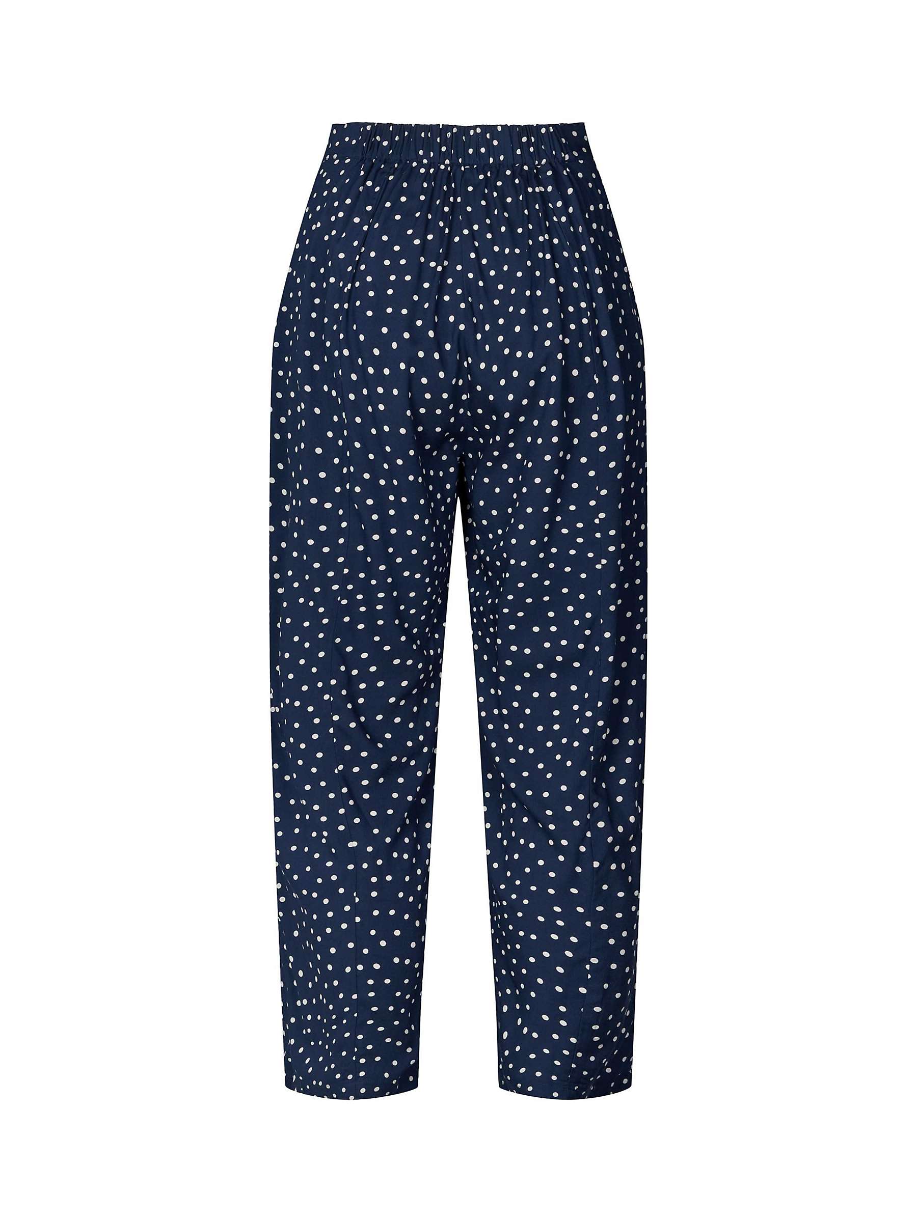 Buy Lollys Laundry Maisie Dot Print Cropped Pleat Trousers, Navy/White Online at johnlewis.com