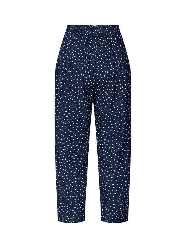 Lollys Laundry Maisie Dot Print Cropped Pleat Trousers, Navy/White