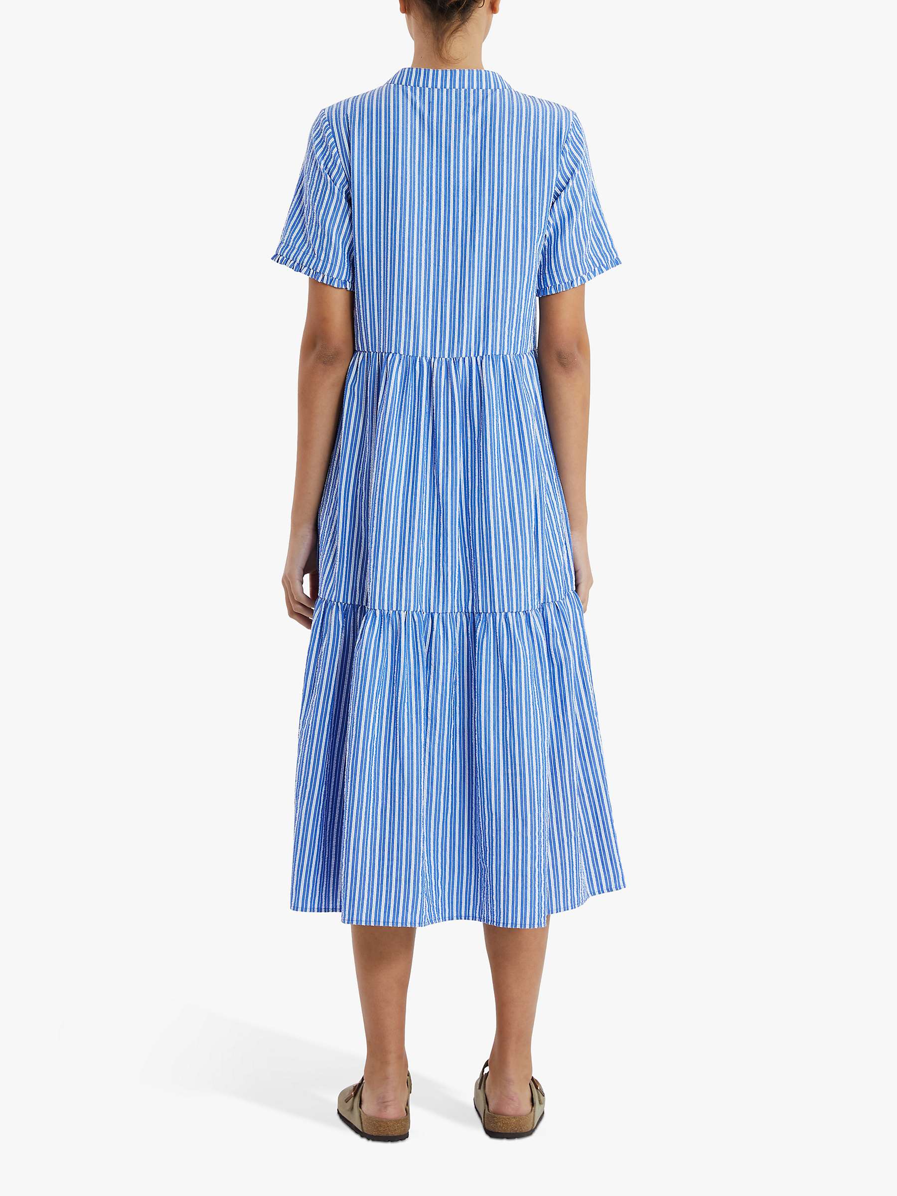 Buy Lollys Laundry Fie Striped Tiered Midi Shirt Dress, Blue Online at johnlewis.com