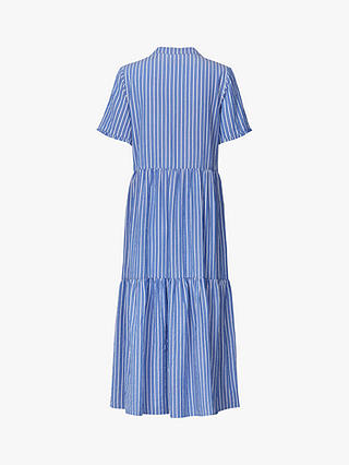 Lollys Laundry Fie Striped Tiered Midi Shirt Dress, Blue