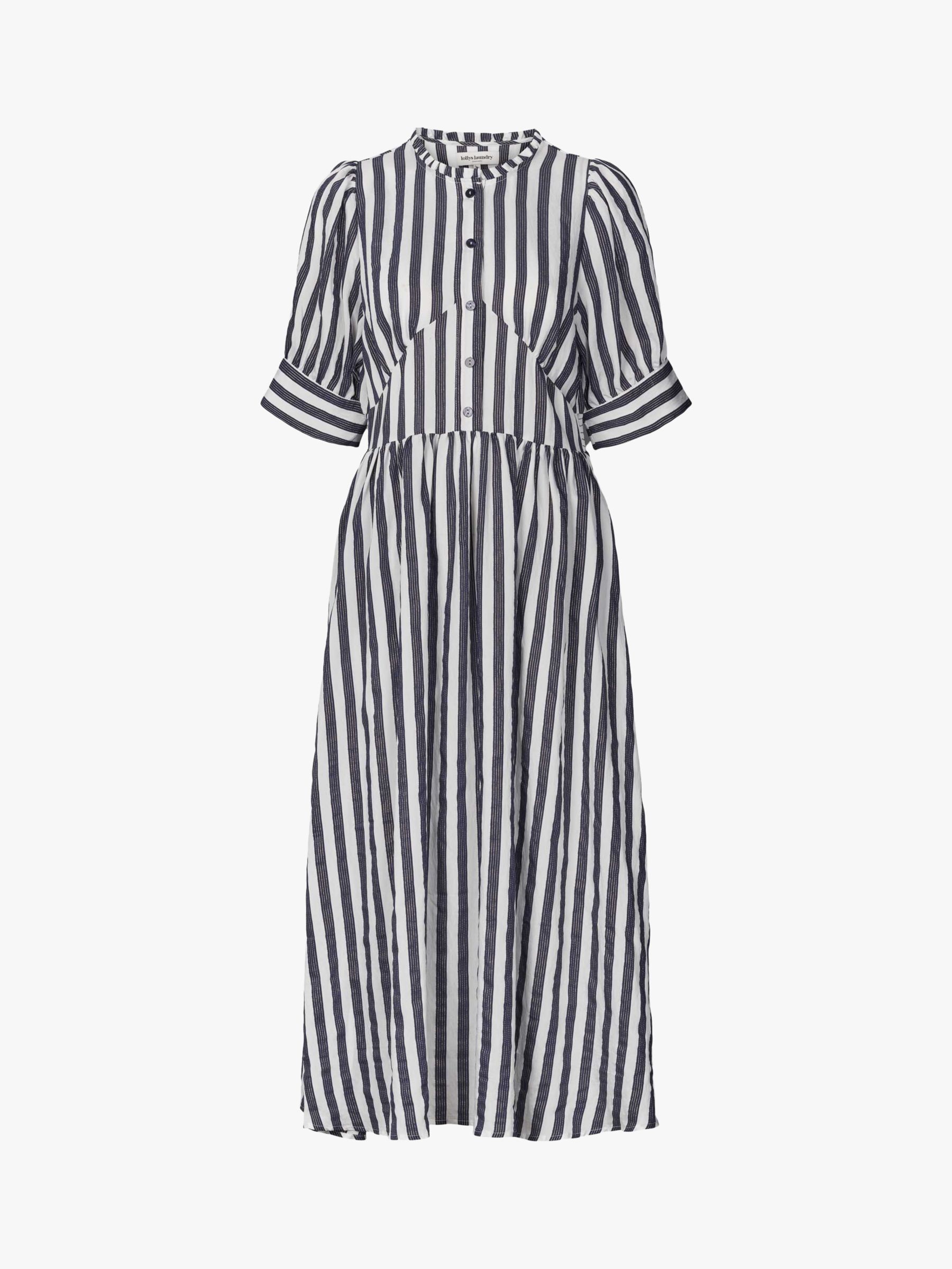 Lollys Laundry Boston Striped Midi Shirt Dress, Blue/White, XS