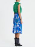 Lollys Laundry Ella Palm Leaf Print Midi Skirt, Bright Blue/Multi, Bright Blue/Multi