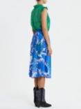 Lollys Laundry Ella Palm Leaf Print Midi Skirt, Bright Blue/Multi