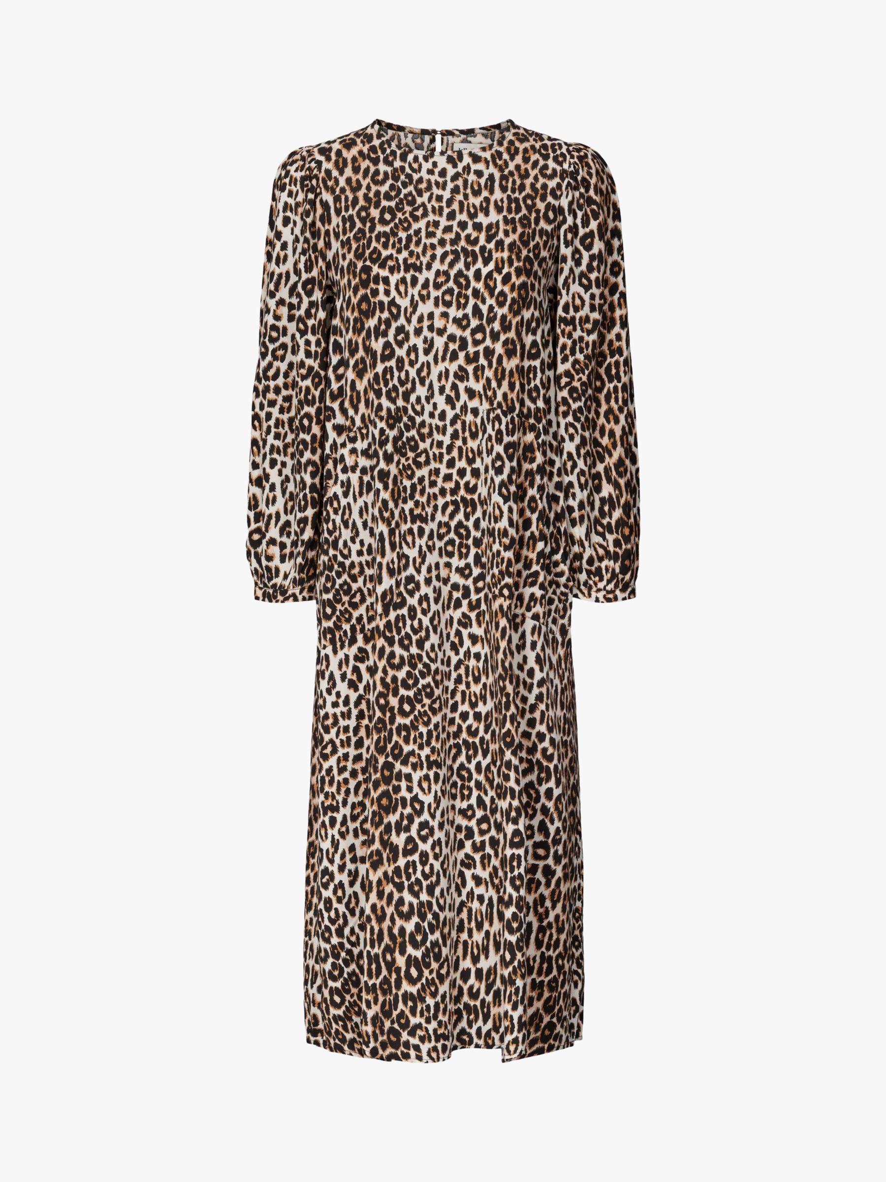 Lollys Laundry Lucas Leopard Print Midi Dress, Brown/Multi at John ...