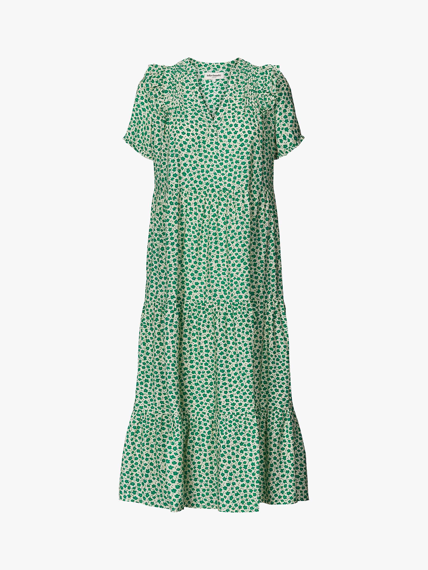 Buy Lollys Laundry Freddy Flower Print Tiered Midi Dress, Green Online at johnlewis.com